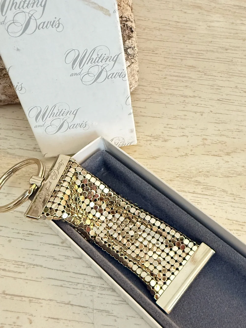 Vintage Whiting & Davis Gold Mesh Keychain NWT